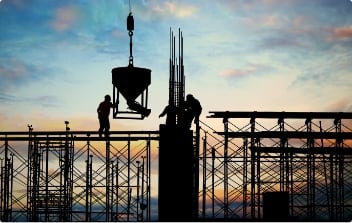 Construction team working on a building structure